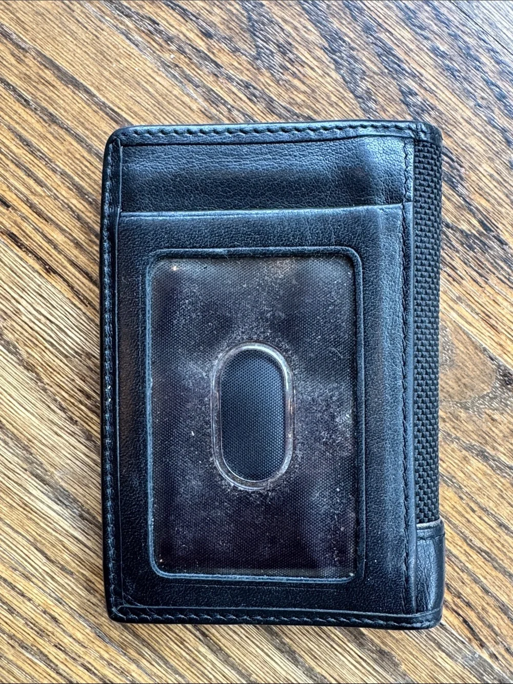 Tumi Black Textured Nylon & Leather men's wallet card holder